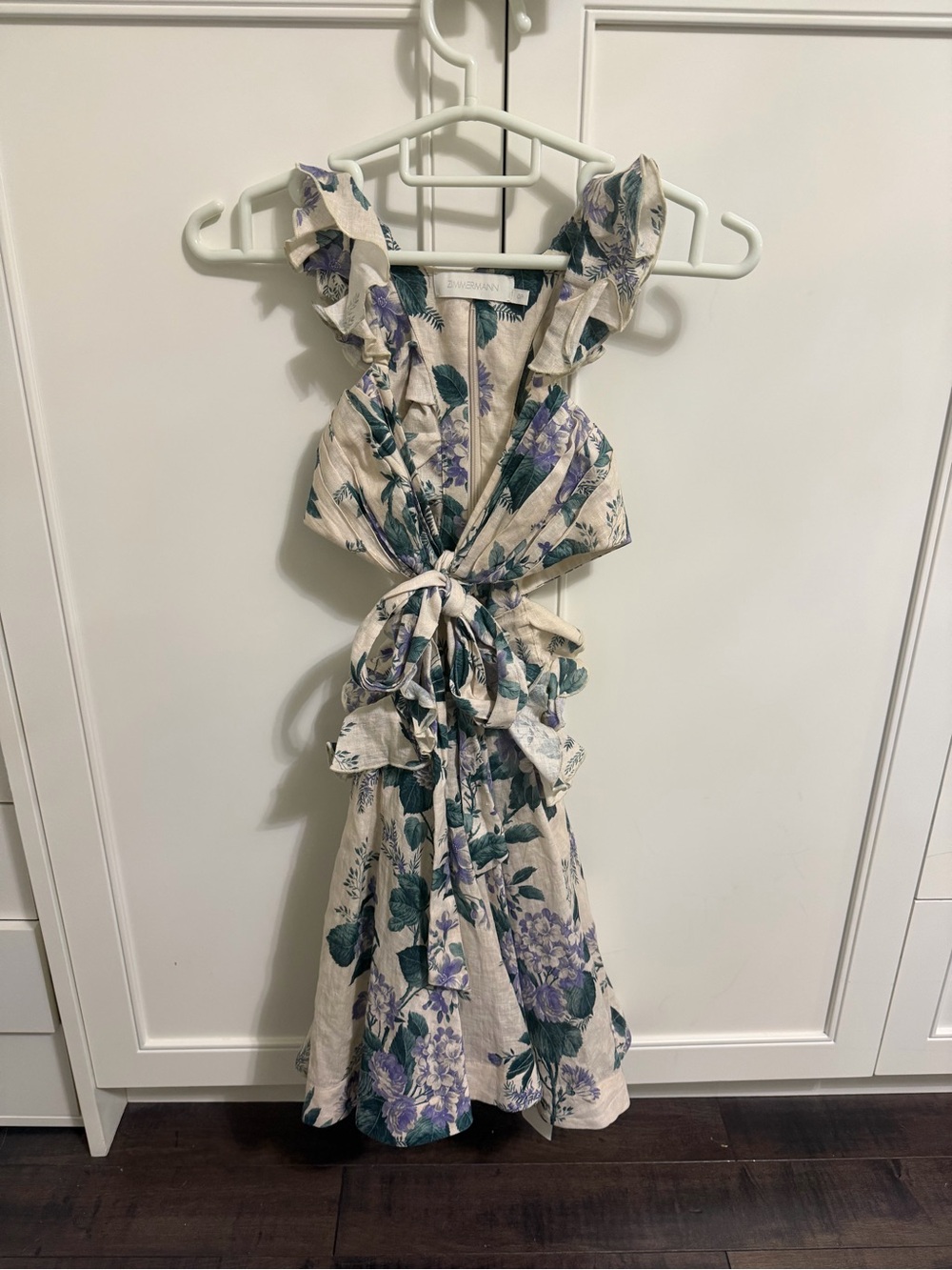 Zimmermann Floral Linen Cutout Mini Dress XS / 0P